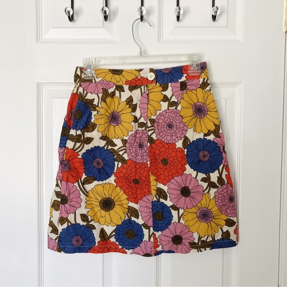 PRINCESS HIGHWAY Modcloth Floral Linen Cotton Multicolor Mini Skirt US 4/AUS 8 - Picture 2 of 3